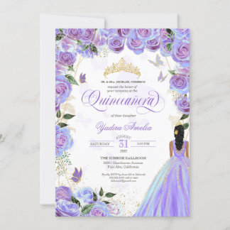 Quinceanera Lavender Lila Elegante Butterfly Einladung