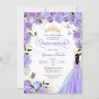 Quinceanera Lavender Lila Elegante Butterfly Inv Einladung