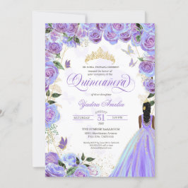 Quinceanera Lavender Lila Elegante Butterfly Inv Einladung