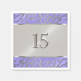 Quinceanera Lavender Lila Silver Filigree Wirbel Serviette