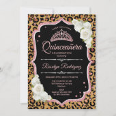Quinceanera - Leopard-Rose Gold Einladung (Vorderseite)