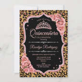 Quinceanera - Leopard-Rose Gold Einladung (Vorderseite)