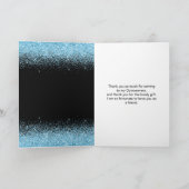 Quinceanera Light Blue Dress Imitate Glitzer Dankeskarte (Innenseite)