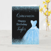 Quinceanera Light Blue Dress Imitate Glitzer Karte (Gelbe Blume)