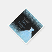 Quinceanera Light Blue Imitats Glitzer Serviette (Ecke)