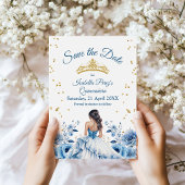 Quinceanera Light Blue Princess Save the Date Einladung