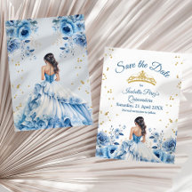 Quinceanera Light Blue Princess Save the Date