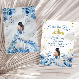 Quinceanera Light Blue Princess Save the Date Einladung