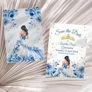Quinceanera Light Blue Princess Save the Date Einladung