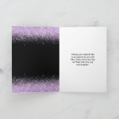 Quinceanera Light Lila Dress Imitate Glitzer Karte (Innenseite)