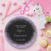 Quinceanera Light Lila Imitats Glitzer Pappteller (Party)