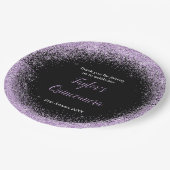 Quinceanera Light Lila Imitats Glitzer Pappteller (Schrägansicht)