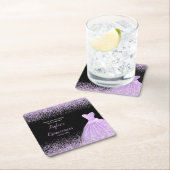 Quinceanera Light Lila Imitats Glitzer Rechteckiger Pappuntersetzer (Vor Ort)