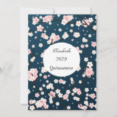 Quinceanera Light Pink Blossom Blume Blau Einladung (Rückseite)
