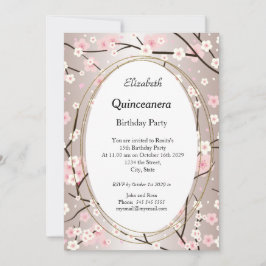 Quinceanera Light Pink Blossom Blume Geburtstag Einladung