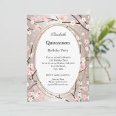 Quinceanera Light Pink Blossom Blume Geburtstag Einladung (Stehend Vorderseite)