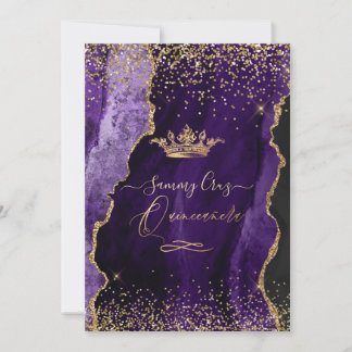 Quinceanera Lila Agate Imitate Gold Dust Einladung