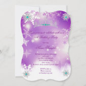 Quinceanera Lila Aquamarin Blue Pearl Snowflake Einladung (Rückseite)