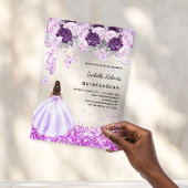 Quinceanera lila Ballerina Kleidung Blumen klar Acryleinladungen