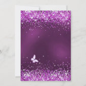 Quinceanera lila Ballerina Kleidung Blumenmuster Einladung (Rückseite)