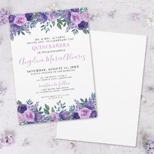 Quinceanera Lila Blumen Einladung