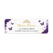 Quinceañera Lila Blumenschmetterlinge Adresse (Vorne)