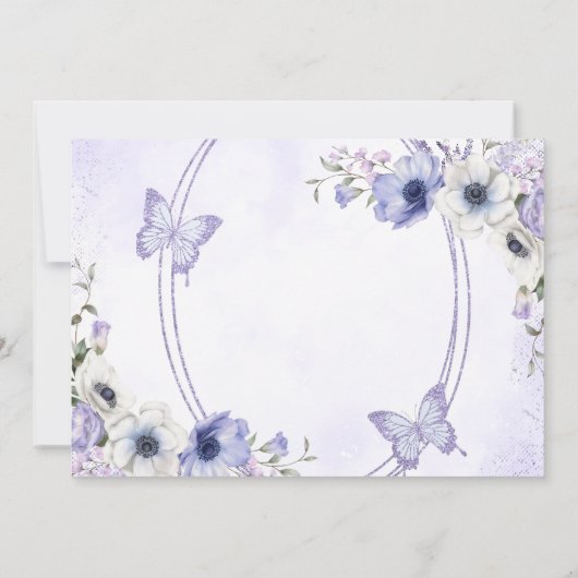 Quinceañera Lila Floral Tiara Butterflies Foto Save The Date (Rückseite)