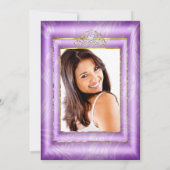 Quinceanera Lila Foto Gold Tiara Party Einladung (Rückseite)