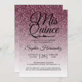 Quinceañera Lila Glitzer 15. Geburtstag Einladung (Vorne/Hinten)