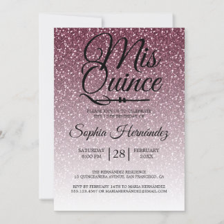 Quinceañera Lila Glitzer 15. Geburtstag Einladung