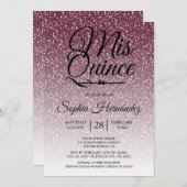 Quinceañera Lila Glitzer 15. Geburtstag Einladung (Vorne/Hinten)