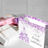 Quinceanera lila Glitzer Staubkleid Name Große Geschenktüte