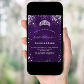 Quinceanera lila Glitzer Tiara Krone Einladung