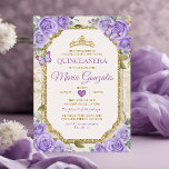 Quinceañera Lila & Gold Crown Mexican Butterfly Einladung<br><div class="desc">Quinceañera Lila & Gold Crown mexikanische Schmetterling Einladung Mis Quince 15 Anos,  16. Geburtstag, </div>