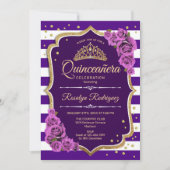 Quinceanera - Lila Gold Einladung (Vorderseite)
