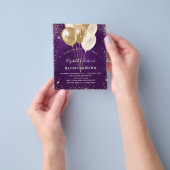 Quinceanera lila Gold Glitzer Ballons Haushalt Flyer (Gruppe)
