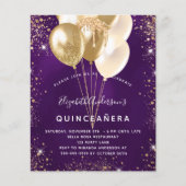 Quinceanera lila Gold Glitzer Ballons Haushalt Flyer (Vorne)