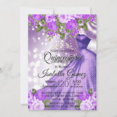 Quinceañera Lila Gourmet und Blume Einladung (Vorderseite)