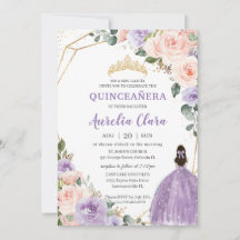 Quinceañera Lila Lavendel Blush Bloral Gold