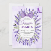 Quinceañera Lila Lavendel Spanisch Einladung (Vorderseite)