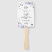Quinceañera Lila Lavender Floral Silver Programm Fächer (Vorderseite)