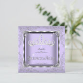 Quinceanera Lila Lavender Silver Diamond Tiara 4 Einladung (Stehend Vorderseite)