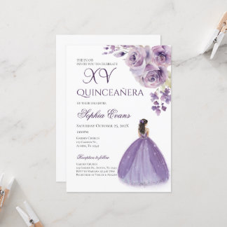 Quinceanera Lila Lila Kleid Florale Prinzessin Einladung
