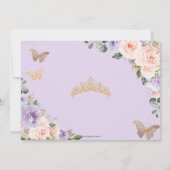 Quinceañera Lila Lilac Blush Floral Butterfliegen Einladung (Rückseite)