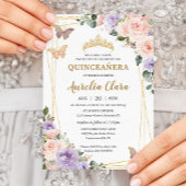 Quinceañera Lila Lilac Blush Floral Butterfliegen Einladung