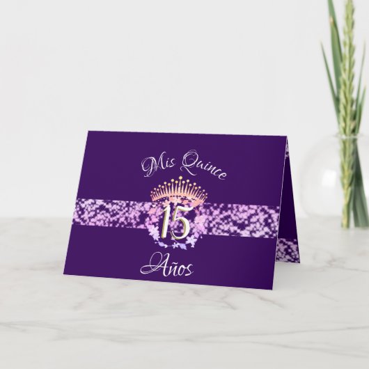 Quinceanera Lila Lilac Elegantes Spanisch Einladung (Vorderseite)