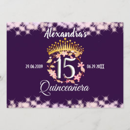 Quinceanera Lila Lilac Elegantes Spanisch Menükarte