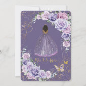 Quinceañera Lila Lilac Floral Brown Princess Einladung (Rückseite)