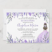 Quinceañera Lila Lilac Floral Princess Einladung (Vorderseite)