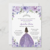 Quinceañera Lila Lilac Floral Princess Geburtstag Einladung (Vorderseite)